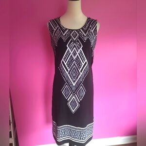 JM Collection Ladies Black & White Bejeweled Summer Mini Dress (Size Medium)